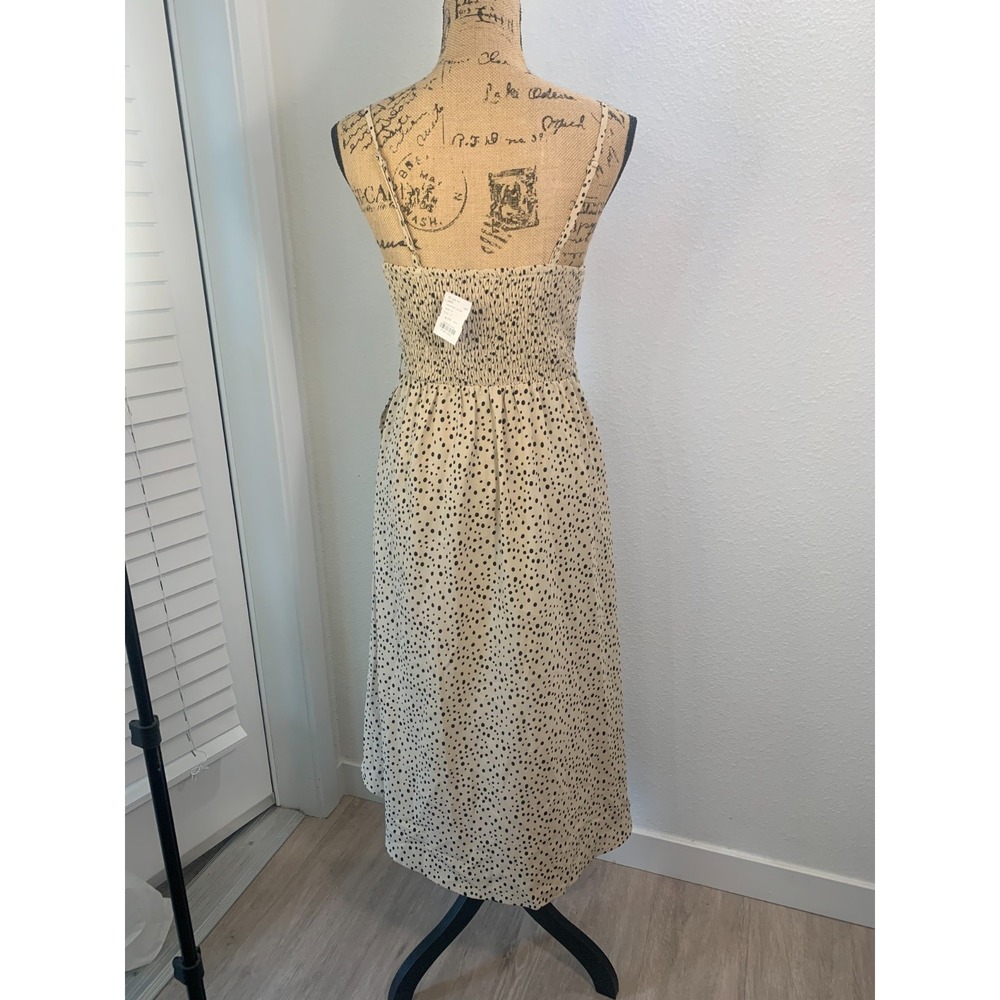 (H-229) JOAH Women's Polka Dot Midi Dress‎ Beige Black Sleeveless Size S - Picture 4 of 8
